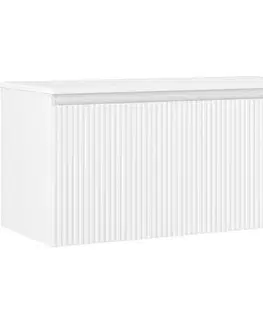 Kúpeľňový nábytok MEXEN/S - Rivel kúpeľňová skrinka pod umývadlo 100 cm s doskou, 1 šuplík, reliéf, biela mat 91A20-10047-1-BFC01