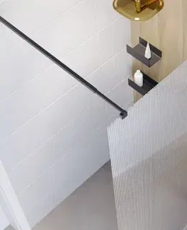 Sprchovacie kúty INVENA - Walk-in II Trend 110x200cm, ryhovaná 8mm shiny-gl. čierna AK-32-115-S