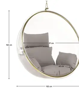 Závesné kreslá KONDELA Bubble Typ 1 závesné hojdacie kreslo priehľadná / sivá / zlatá