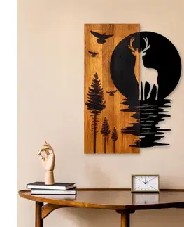 Obrazy  Nástenná dekorácia 43x58 cm jeleň a mesiac drevo/kov 899SKL2675