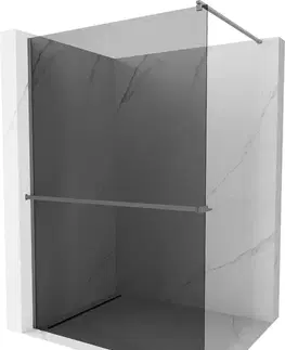 Sprchové dvere MEXEN/S - Kioto+ Sprchová zástena WALK-IN s poličkou a držiakom uterákov 90 x 200, grafit, grafit metal 800-090-121-95-40