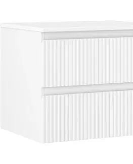 Kúpeľňový nábytok MEXEN/S - Rivel kúpeľňová skrinka pod umývadlo 60 cm s doskou, 2 zásuvky, reliéf, biela mat 91A20-06047-2-BFFC01