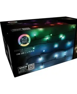 Vianočné dekorácie RGB Vianočná LED reťaz s diaľkovým ovládaním 198 LED, farebná, 19,8 m