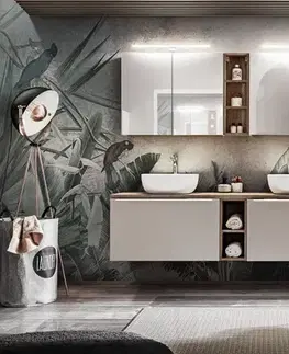 Kúpeľňový nábytok COMAD - Zrkadlová skrinka 80cm 2 dvierka SANTA FE TAUPE 5907611652572