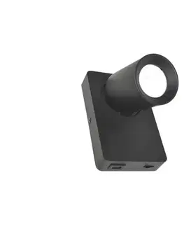 Svietidlá  Nástenné bodové svietidlo TAFT 1xGU10/30W/230V USB čierna 011177