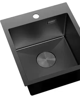 Kuchynské drezy MEXEN MEXEN - Solix oceľový drez 1-bowl 400 x 450 mm, čierna 6401401000-70