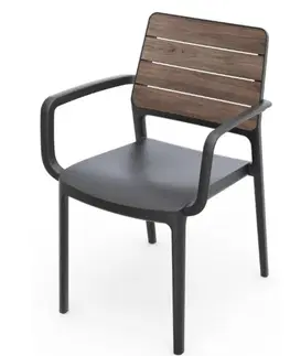 Záhradné kreslá a stoličky KETER Záhradné kreslo DEPORTO s podrúčkami | walnut / grafit