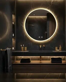 Kúpeľňové zrkadlá REA - Zrkadlo LED 60cm MMJ BRUSH ROSE GOLD HOM-05506