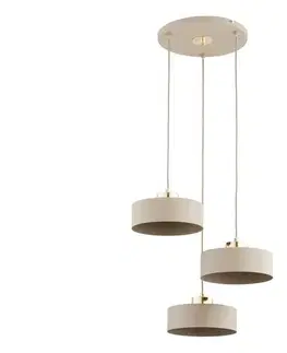 Svietidlá  Závesný luster SELIA 3xE27/15W/230V béžová/zlatá 62622