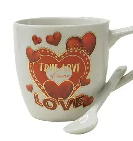 Hrnčeky, šálky, podšálky MAKRO - Hrnček s lyžičkou keramický Love