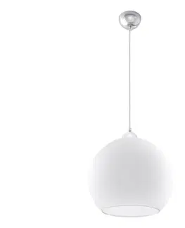 Svietidlá  SL.0256 - Luster na lanku BALL 1xE27/15W/230V pr. 30 cm biela/lesklý chróm SL.0256
