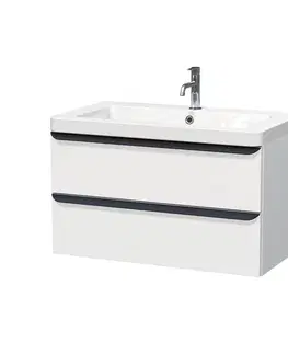 Kúpeľňový nábytok Kúpeľňová skrinka s umývadlom Naturel Pavia 85x53x49 cm biela mat čierna úchytka PAVIA385ZCE PAVIA385ZCE