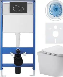 Záchody CERANO - Kompletný WC set Profi/Cesso - biela lesklá - WC tlačidlo Duo/Čierna matná - predstenová inštalácia - 49x36 CER-8050BD84209