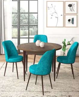 Jedálenské sety Dining Table & Chairs Set (5 Pieces) Tor - Baroque, Turquoise