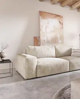 Veľké pohovky DELIFE Veľká pohovka Lanzo XL 270x130 cm manšester béžová s taburetom