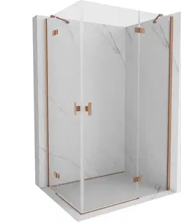 Sprchovacie kúty MEXEN/S - Mist H Duo sprchovací kút dvere krídlové 90 x 95, transparent, meď kartáčovaná 8A5-090L-095P-65-00
