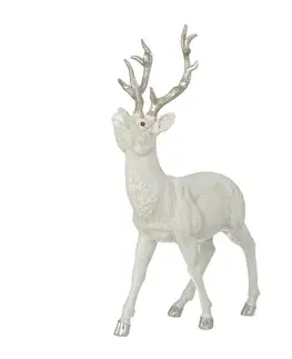 Vianočné dekorácie Figúrka Deer White 32x12x39 cm silver