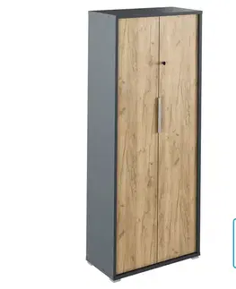 Šatníkové skrine KONDELA Rioma New Typ 31 dvojdverová šatníková skriňa grafit / dub artisan