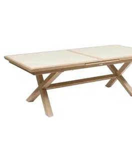 Stolčeky DEOKORK Hliníkový stôl BERGAMO 220/279 cm (efekt dreva)