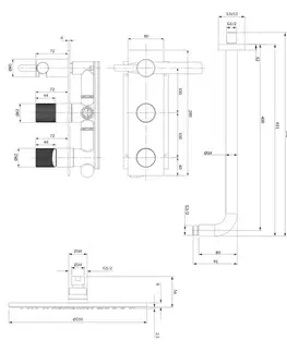 Sprchy a sprchové panely OMNIRES - CONTOUR podomietkový sprchový systém zlatá kartáčovaná /GLB/ SYSCT10GLB