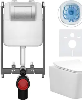 Záchody CERANO - Kompletný WC set Basic/Forte - biela lesklá - WC tlačidlo Maxio/Strieborná - na zamurovanie - 51x36 CER-8050BD86131