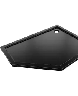 Vane MEXEN - Flow päťboká sprchová vanička slim pravá 100 x 80, čierna mat 46P708010R