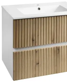 Kúpeľňový nábytok AQUALINE - PANEDA STRIP umývadlová skrinka 69,5x55x45,2cm, dub emporio PN370