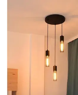 Svietidlá  Luster na lanku MELODY 3xE27/15W/230V čierna W-KD 1116/3 BK-B