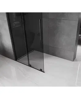 Sprchové dvere MEXEN/S - Velar Sprchová zástena posuvná Walk-in 80 x 200, grafit 8 mm, čierna 871-080-000-43-70