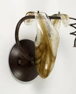 Nástenné svetlá Nástenná lampa s patinovaným skleneným tienidlom G9 40W L&H Magma