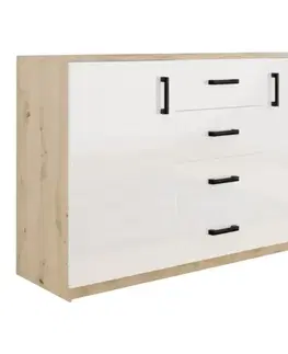Komody do spálne Komoda Bahli Artisan/biela lesk