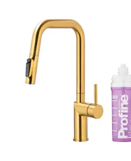 Kuchynské drezy KFA KFA - Batéria drezová DUERO PURE STYLE výsuvná s filtráciou brúsené zlato 6623-315-31