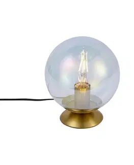 Stolné lampy Stolná lampa Art Deco mosadzná s dymovým dúhovým sklom - Pallon