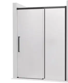 Sprchovacie kúty CERANO - Sprchové posuvné dvere Lantono - pravá - 8 mm - Soft-Close - čierna matná, mliečne sklo - 160x195 CER-663169