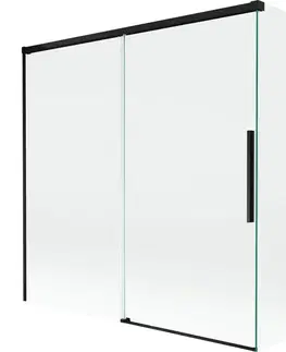 Sprchové dvere MEXEN/S - Rox vaňová zástena 2-krídlová posuvná 160 + 80 x 150, transparent, čierna 8C9-160-080-70-00