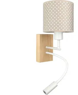 Svietidlá BRILAGI - LED Flex. lampa BOBO WOOD 1xE27/25W/230V + LED/3W dubová/biela/béžová/bodkovaná BG1565+BG5581