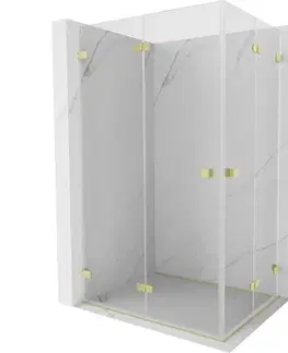 Sprchovacie kúty MEXEN/S - Lunar-F Duo sprchovací kút skladacie dvere 75 x 70, transparent, zlato kartáčovaná 836-075L-070P-55-00