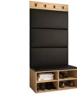 Spálňové šatníkové skrine Predsieňový nábytok Miro dub craft panel čierna eco