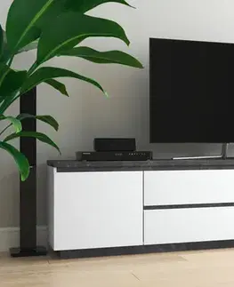 TV stolíky LUMIA televízny stolík, biela / tmavý betón