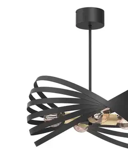 Svietidlá  Luster na tyči SPARKLE 4xE27/15W/230V čierna/zlatá 8974
