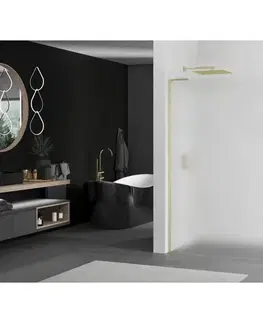 Sprchové dvere MEXEN/S - Kioto L Sprchová zástena WALK-IN 120 x 200, dekor, zlatá kartáčovaná 800-120-103-55-30