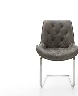 Jedálenské stoličky DELIFE Jedálenská stolička Taimi-Flex mikrovlákno sivá vintage jedálenská stolička plochá nerezová oceľ