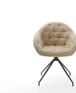 Jedálenské stoličky DELIFE Jedálenská stolička Gaio-Flex mikrovlákno béžová vintage krížová podstava zúžená čierna