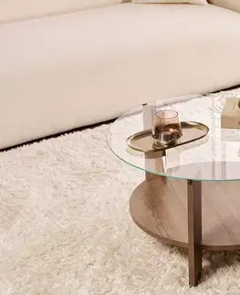 Konferenčné stolíky ONLY okrúhly konferenčný stolík, orech / transparent