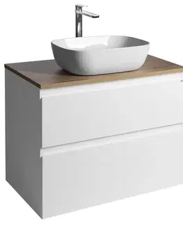 Kúpeľňový nábytok AQUALINE - ALTAIR skrinka s doskou 78,5 cm, biela/dub emporio AI280-02
