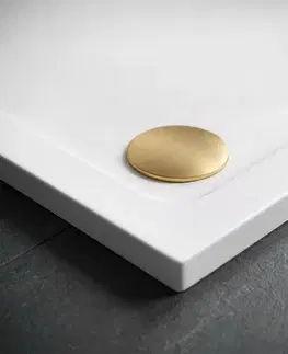 Vane REA/S - Sprchová akrylová vanička Belmond White 80x80 Krytka kartáčované zlato KPL-14370