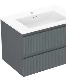 Kúpeľňový nábytok MEXEN/S - Rivel kúpeľňová skrinka 70 cm s umývadlom Otis, 2 zásuvky, reliéf, grafit mat/biela mat - 91A20-07047-2-BFF66-W18M0 91A20-07047-2-BFF66-W18M01
