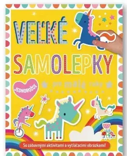 Nalepovačky, vystrihovačky, skladačky Jednorožce (žltá ) - Veľké samolepky pre malé ruky