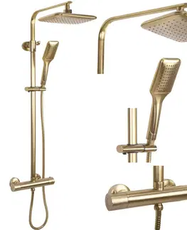 Sprchy a sprchové panely REA - Sprchová sada s termostatom TOM brush gold REA-P5004