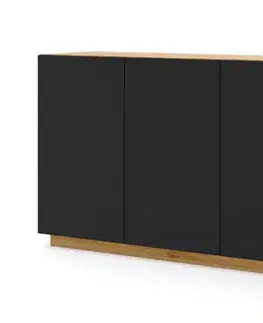 Komody ArtBm Komoda AURA 4D | dub artisan/čierny mat